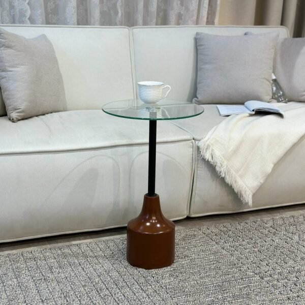 طاولة خدمة بني زجاج شفاف