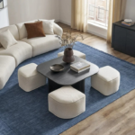 Table with 4 Pouf - Image 2