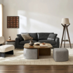 Table with 4 Pouf - Image 3