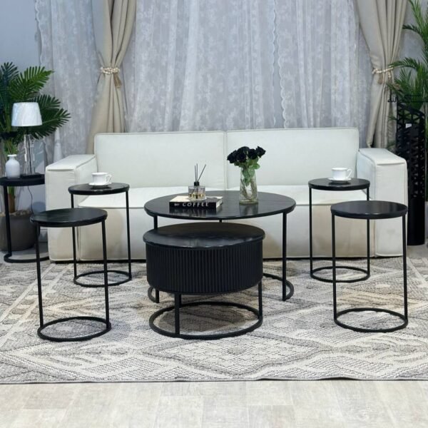 طقم طاولتين متداخله مع 4 خدمه