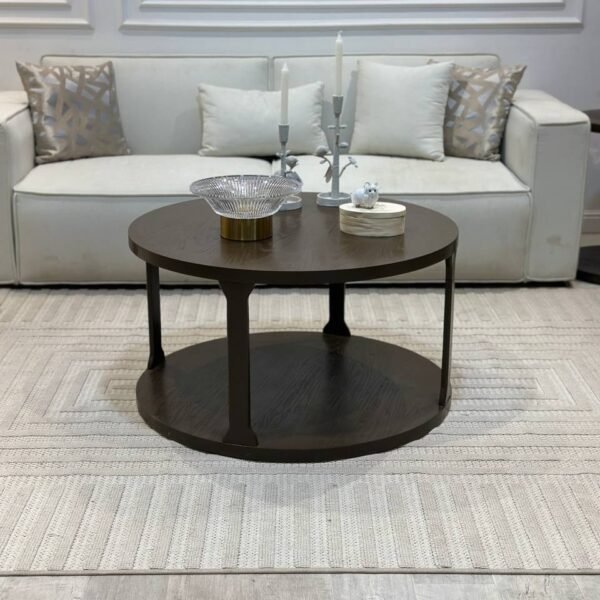 طاولة قهوة دائرية بطابقين