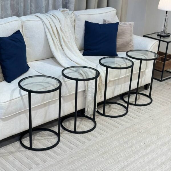 طقم طاولات خدمة زجاجية وعصرية